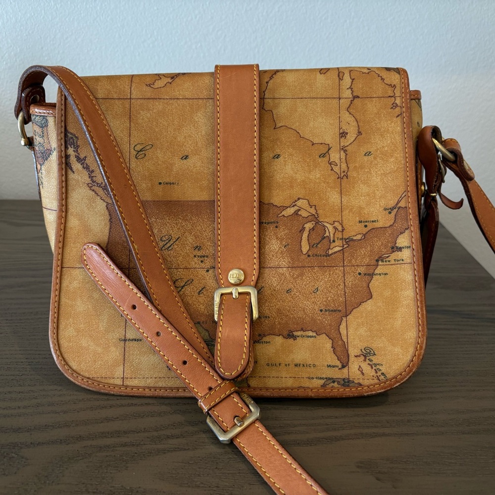 Alviero Martini 1ª Classe Geo Print Crossbody/Shoulder Map Bag